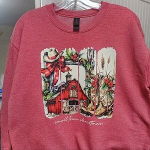 New Gildan Small Town Christmas Crewneck Sweatshirt